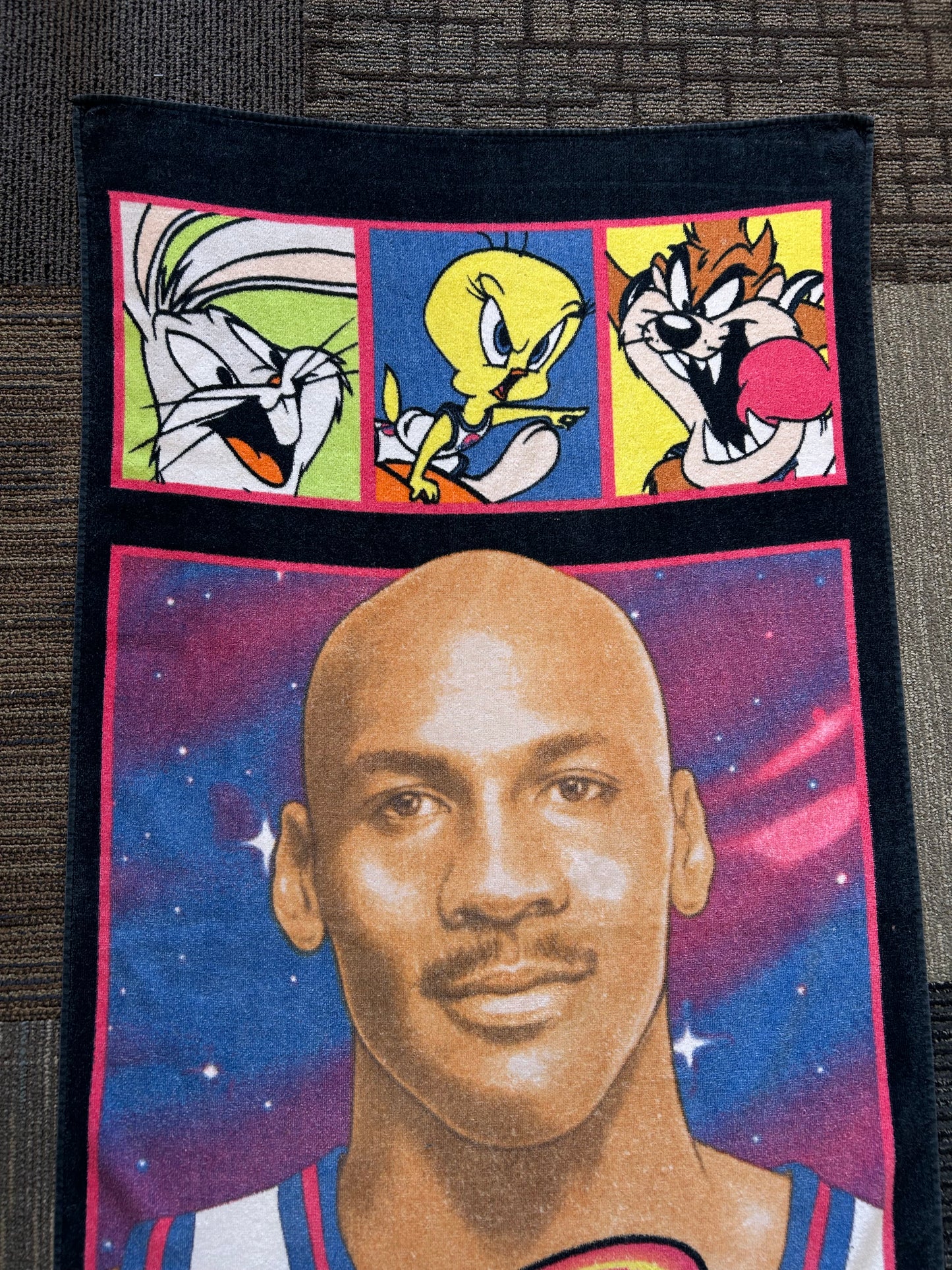 Vintage Warner Bros. Space Jam Beach Towel Michael Jordan & Looney Tunes Movie About 27.5x56 Inches