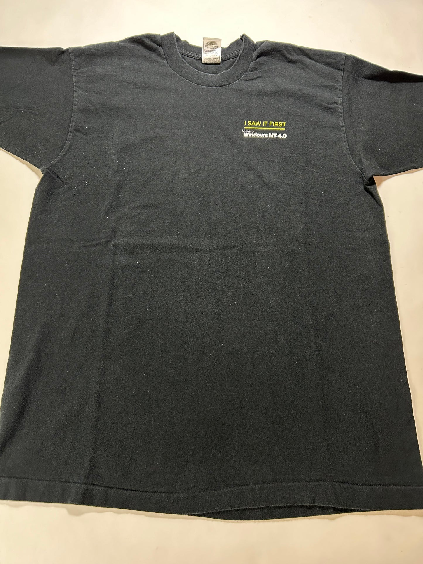 Vintage 1996 Microsoft Windows NT 4.0 Tour I Saw It First Computer Software Promo Tee XL 23x31.5 Inches As Is Has Pulleys