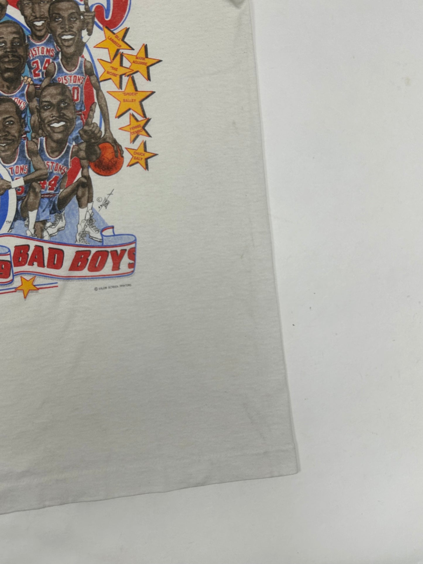 Vintage 1989 Detroit Pistons World Champs Caricature Tee Salem Sportswear M/L