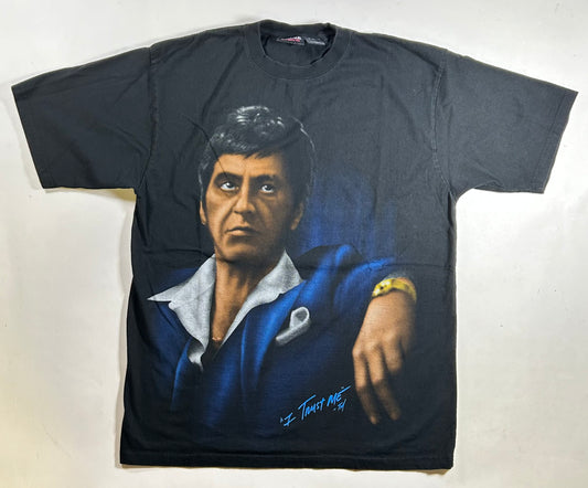 Vintage Scarface “I Trust Me” Scarface Clothing Co Tony Montana Al Pacino Tee Big Oversized XL Fit Like 2XL 24.5x32.25 Inches 2000s