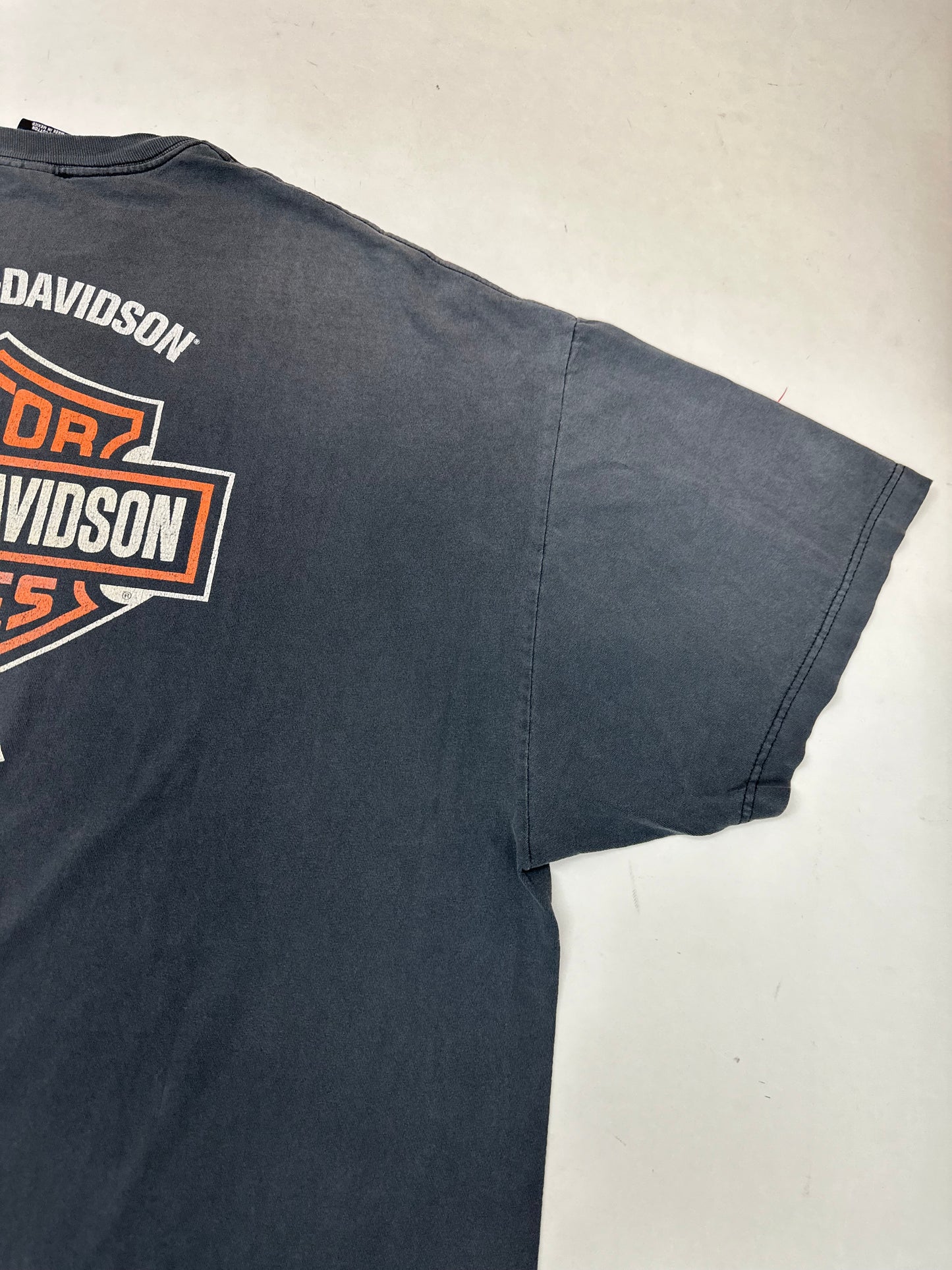 Vintage 00s Harley Davidson Motorcycles Jamaica Pirate Skull Graphic Tee Faded Black 4XL 30x31.5 Inches