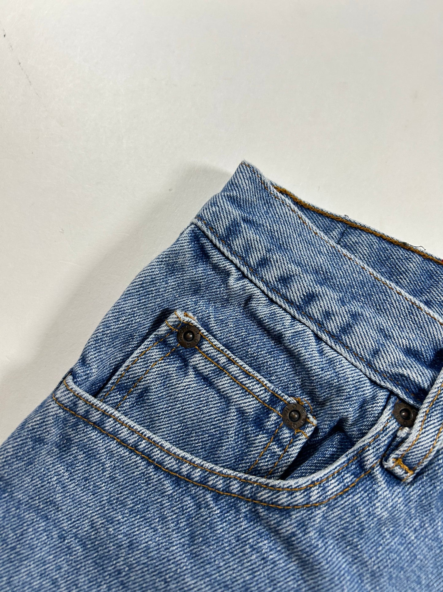 Vintage Two Pepper Mens Denim Jorts Blue Medium Wash 100% Cotton 36 18x20.5 Inches
