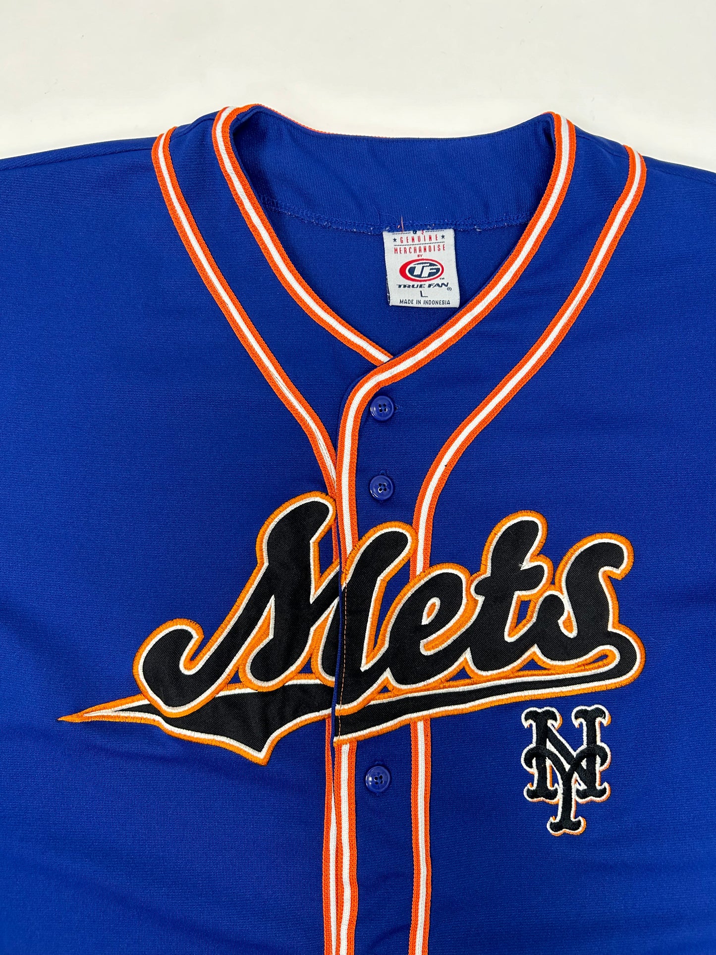Vintage True Fan New York Mets MLB Blank Jersey Large 23.25x30.25/31.75 Inches