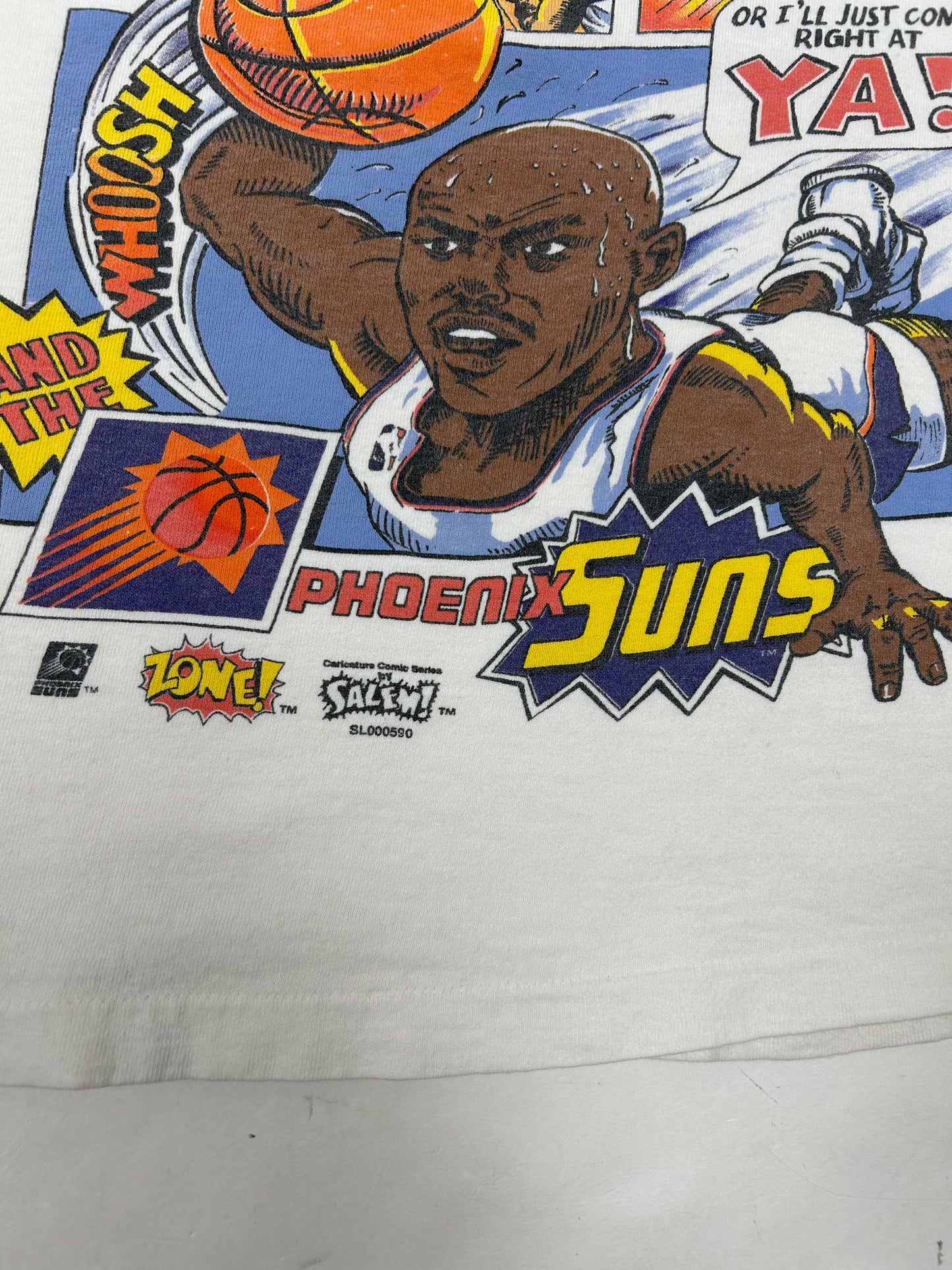 Vintage Salem Sportswear Zone Caricature Comic Charles Barkley Suns NBA Tee Youth Large 19.25x21.25 Inches