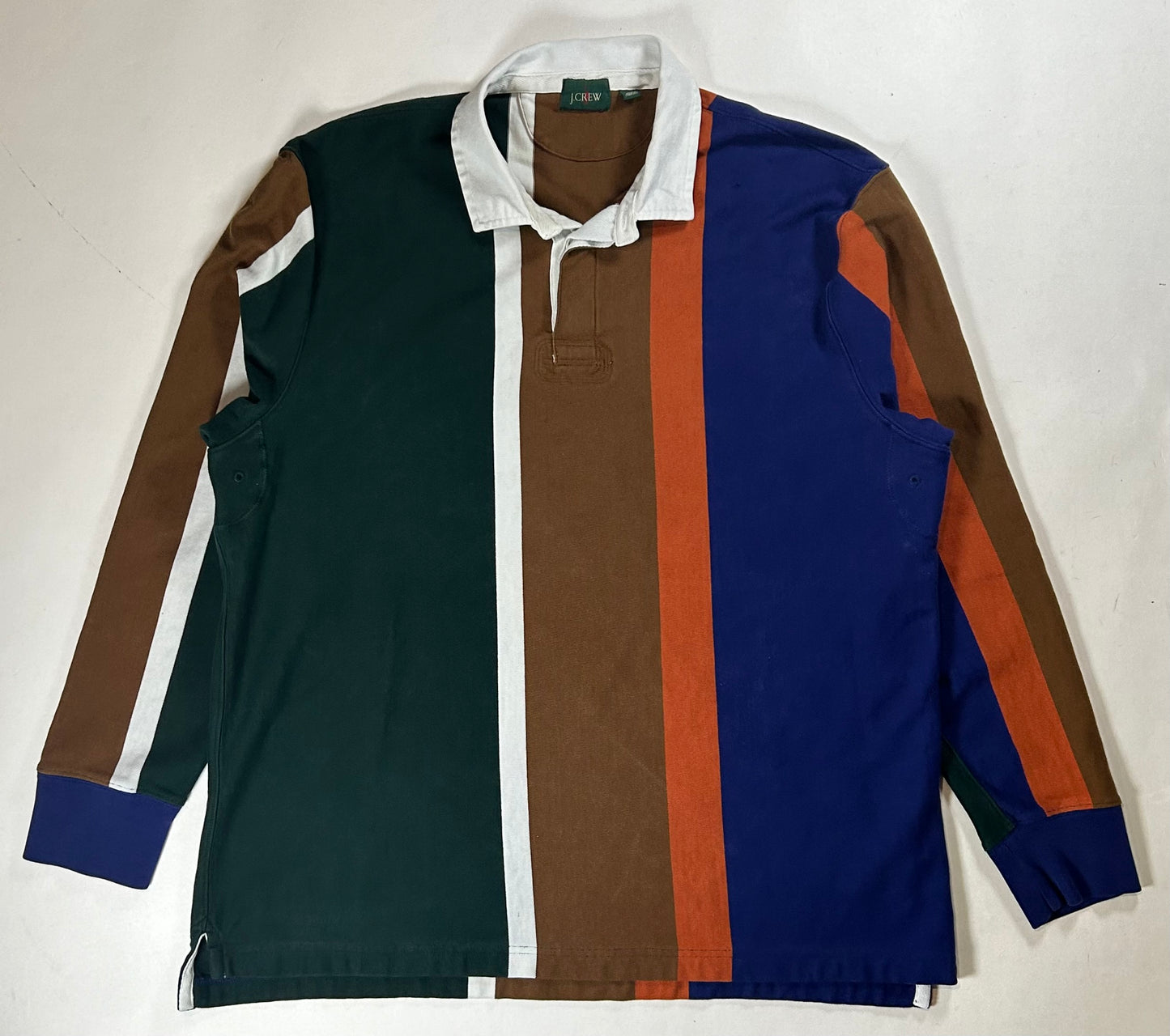 J. Crew Rugby Polo Big Stripe Color Long Sleeve Shirt XL 25x30.25 Inches FA22