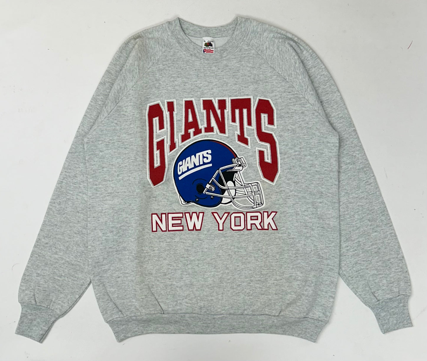 Vintage 90s New York Giants NFL Crewneck Sweatshirt Raglan L/XL Fit 24.25x29.5 Inches