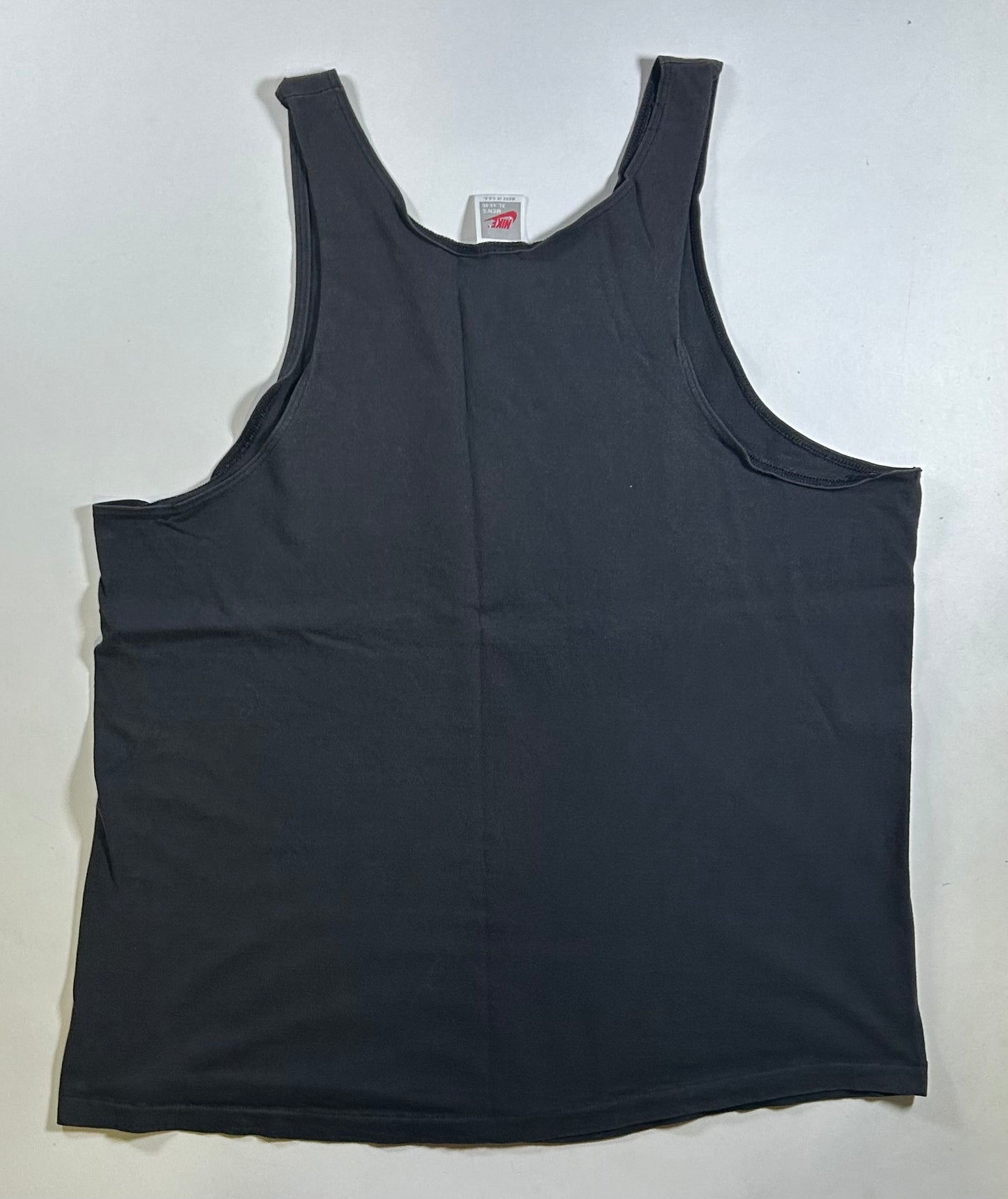 Vintage Nike Big Graphic Logo Spell Out Swoosh Size XL 22.5x28.75 Inches Beach Tank Top Gray Tag 80s 90s
