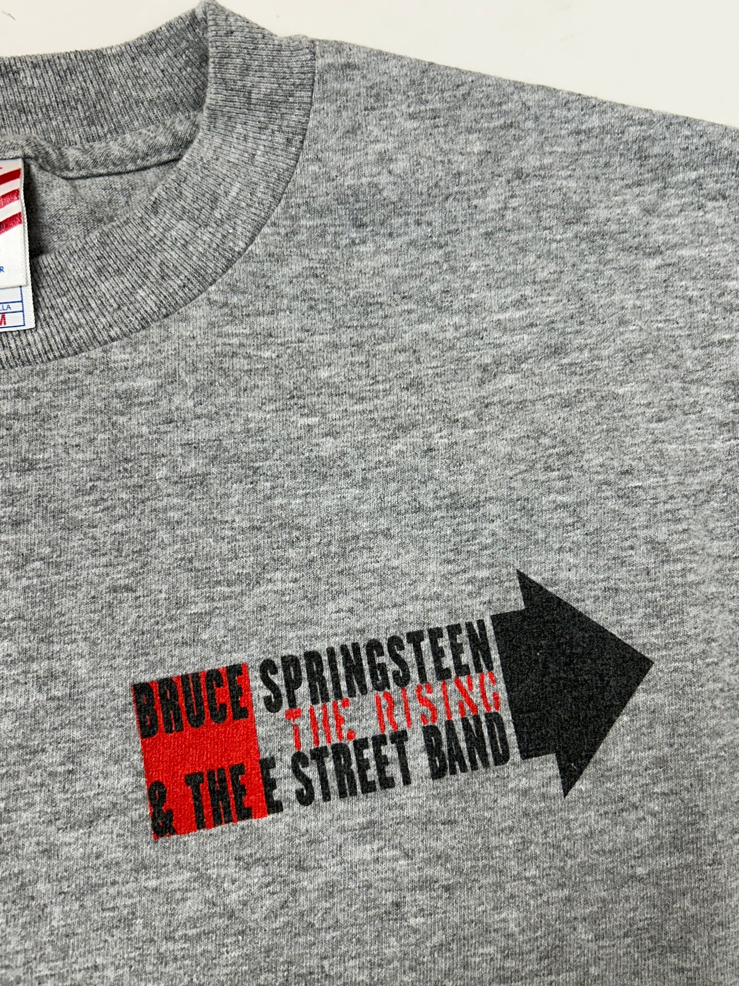Vintage 2002 Bruce Springsteen & The E Street Band The Rising Tour Music Band Tee Gray Medium 19.25x27.25 Inches