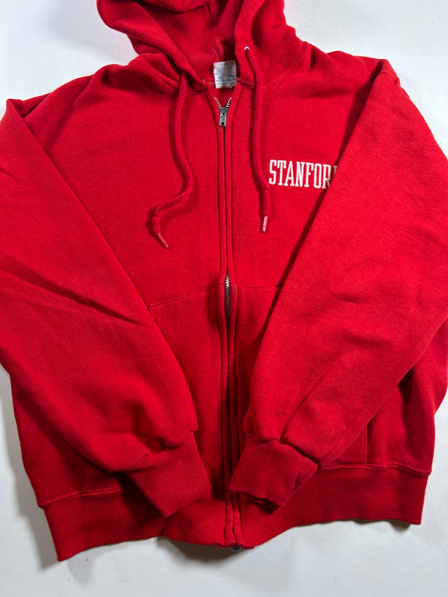 Vintage 80s Artex Stanford University Zip Up Hoodie Sweatshirt Made in USA 21x23 Inches