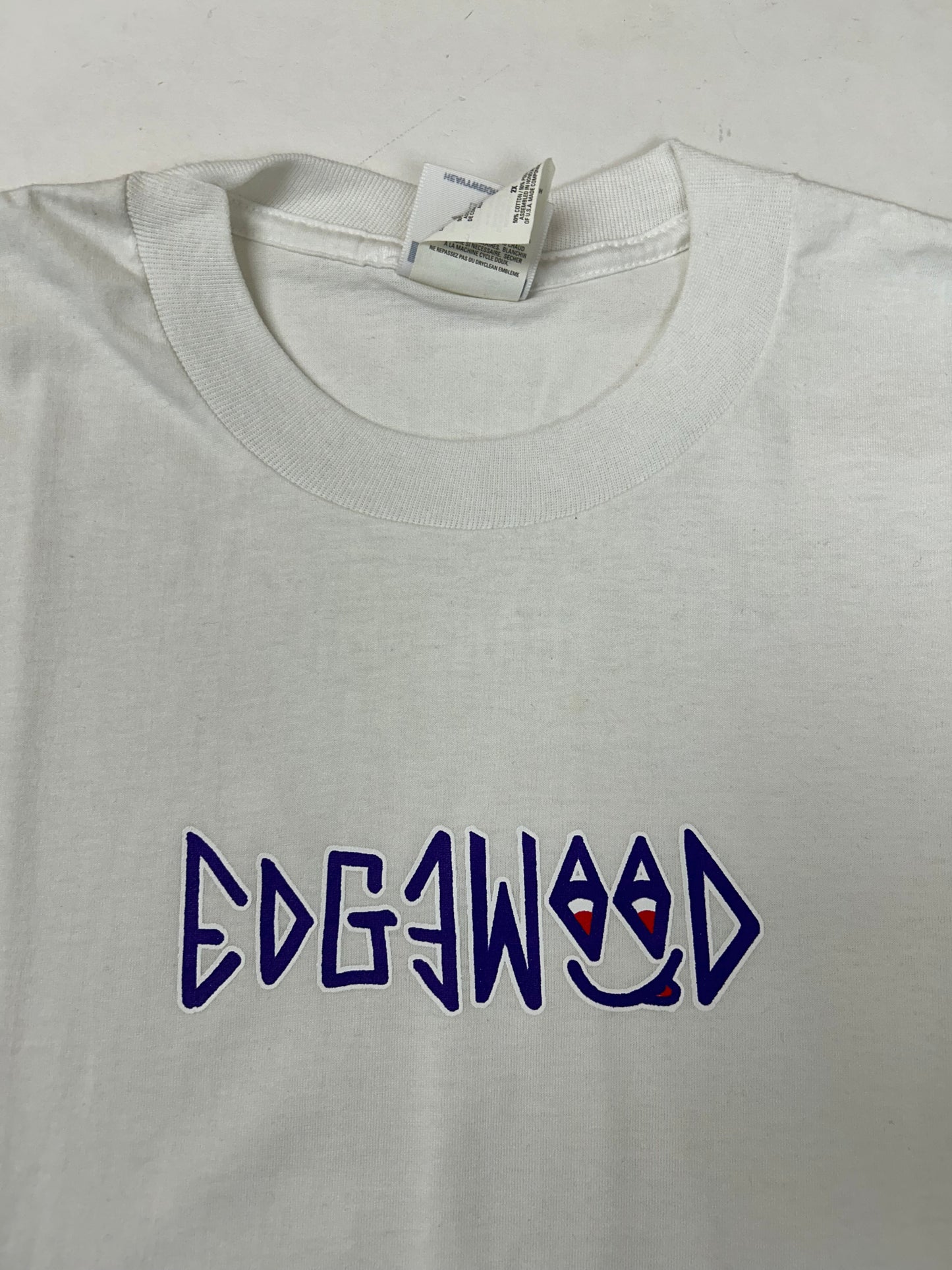 Edgewood NJ first edition “Deeper Than The Roots.” Tee 2XL  Jerzees Tag 50/50 Blend Honduras White