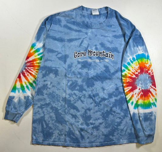 Vintage Gore Mountain Long Sleeve Tie-Dye Tee 2XL 25x29.5 Inches North Creek New York