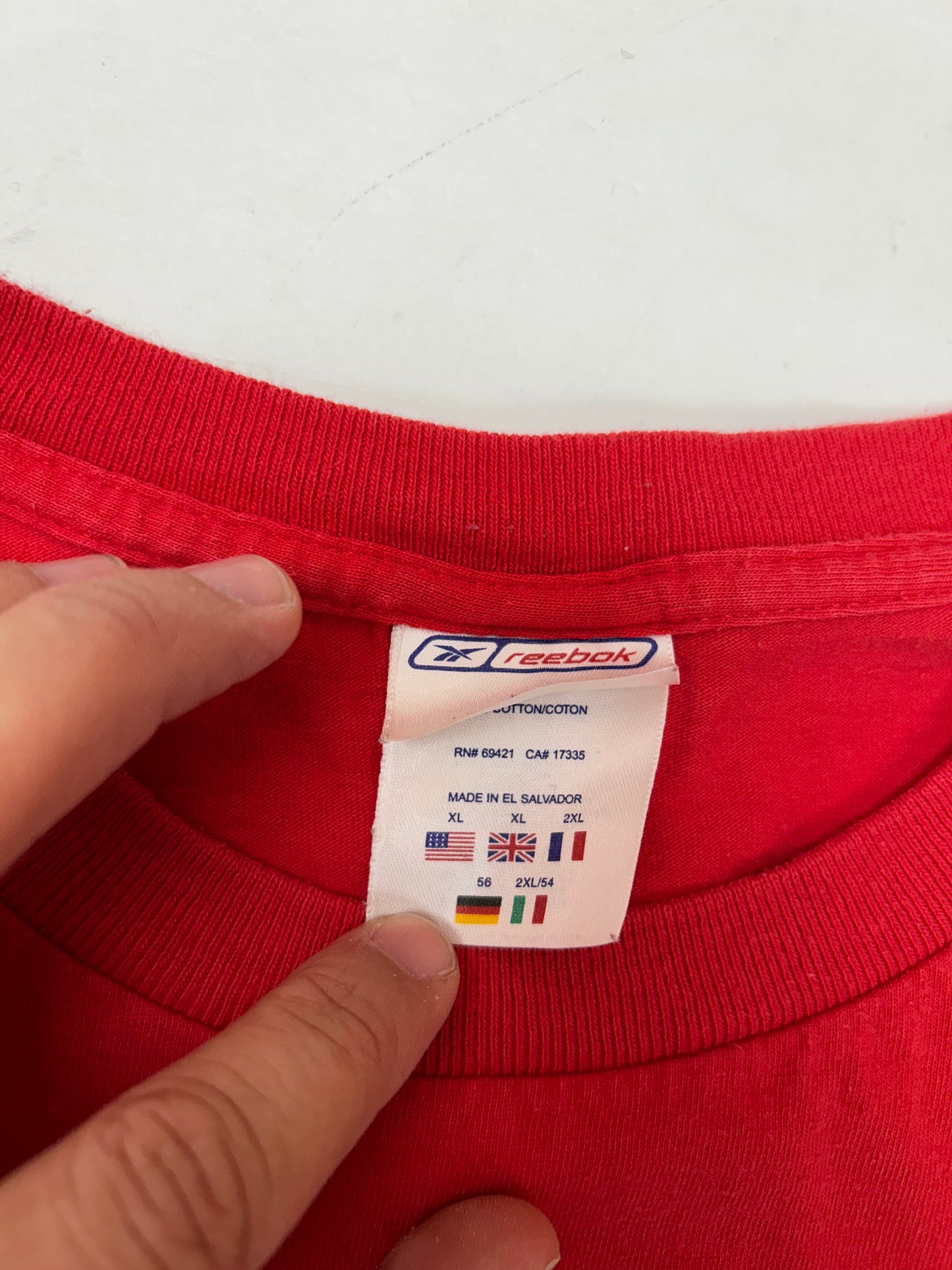 Vintage Reebok Brand Long Sleeve Tee Red XL 24.5x30.75 Inches