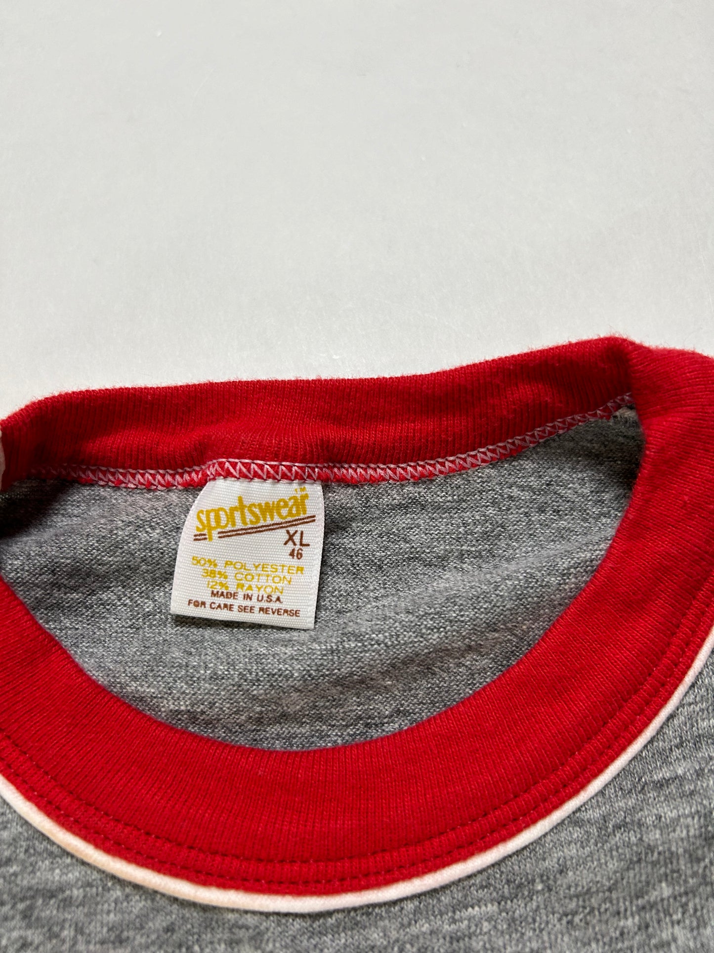 Vintage 80s AT&T Phone Choose AT&T Promo Ringer Tee L/M Fit 21.25x27.25 Inches Gray/Red