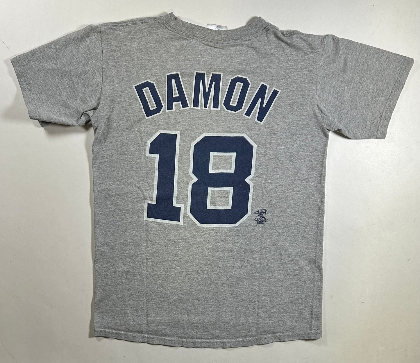 Vintage Majestic New York Yankees Johnny Damon MLB Player Tee Small Gray Worn In