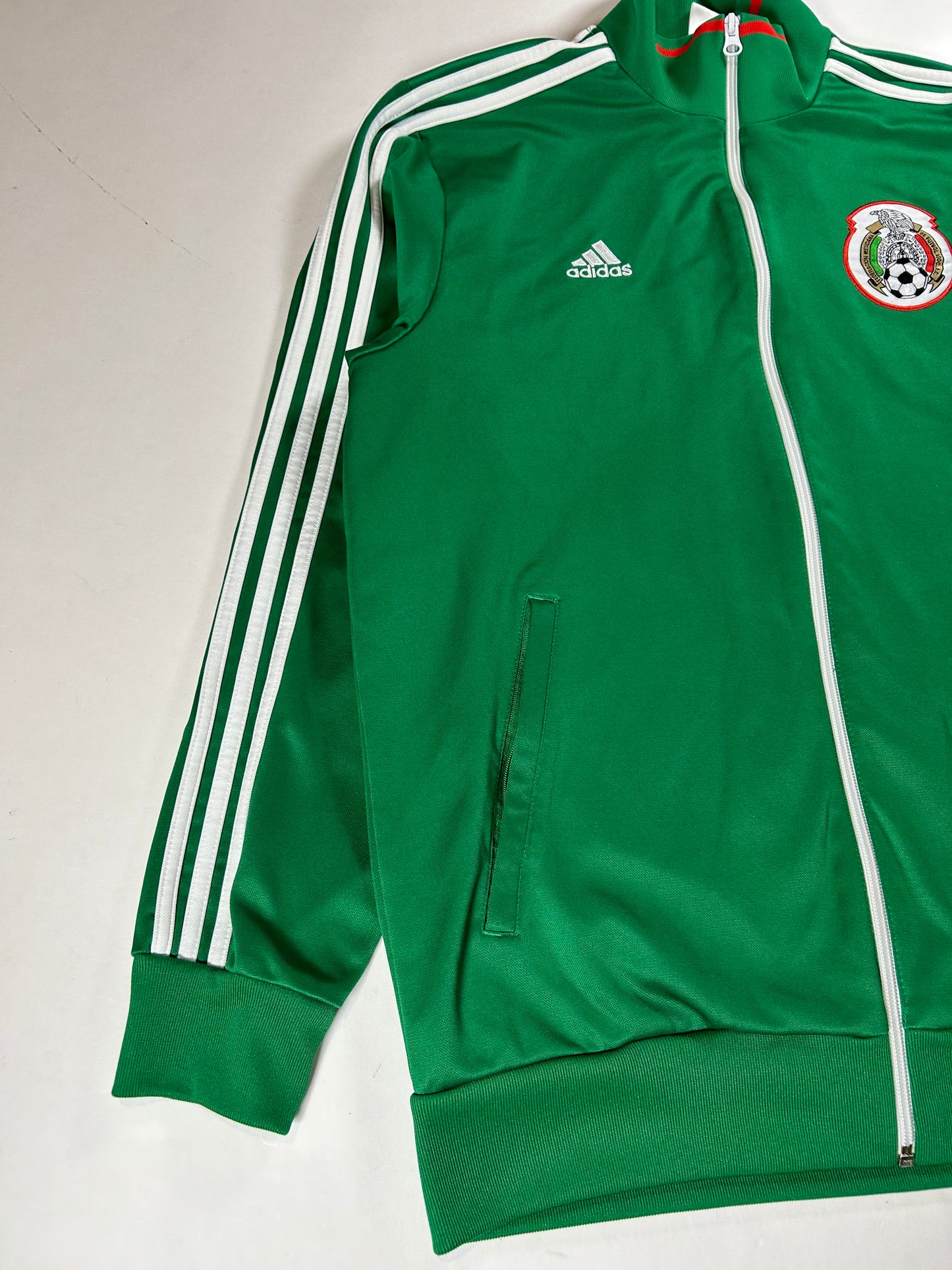 2013 Adidas Mexico National Team Soccer Green White Track Jacket Large 22.25x28.5 Inches