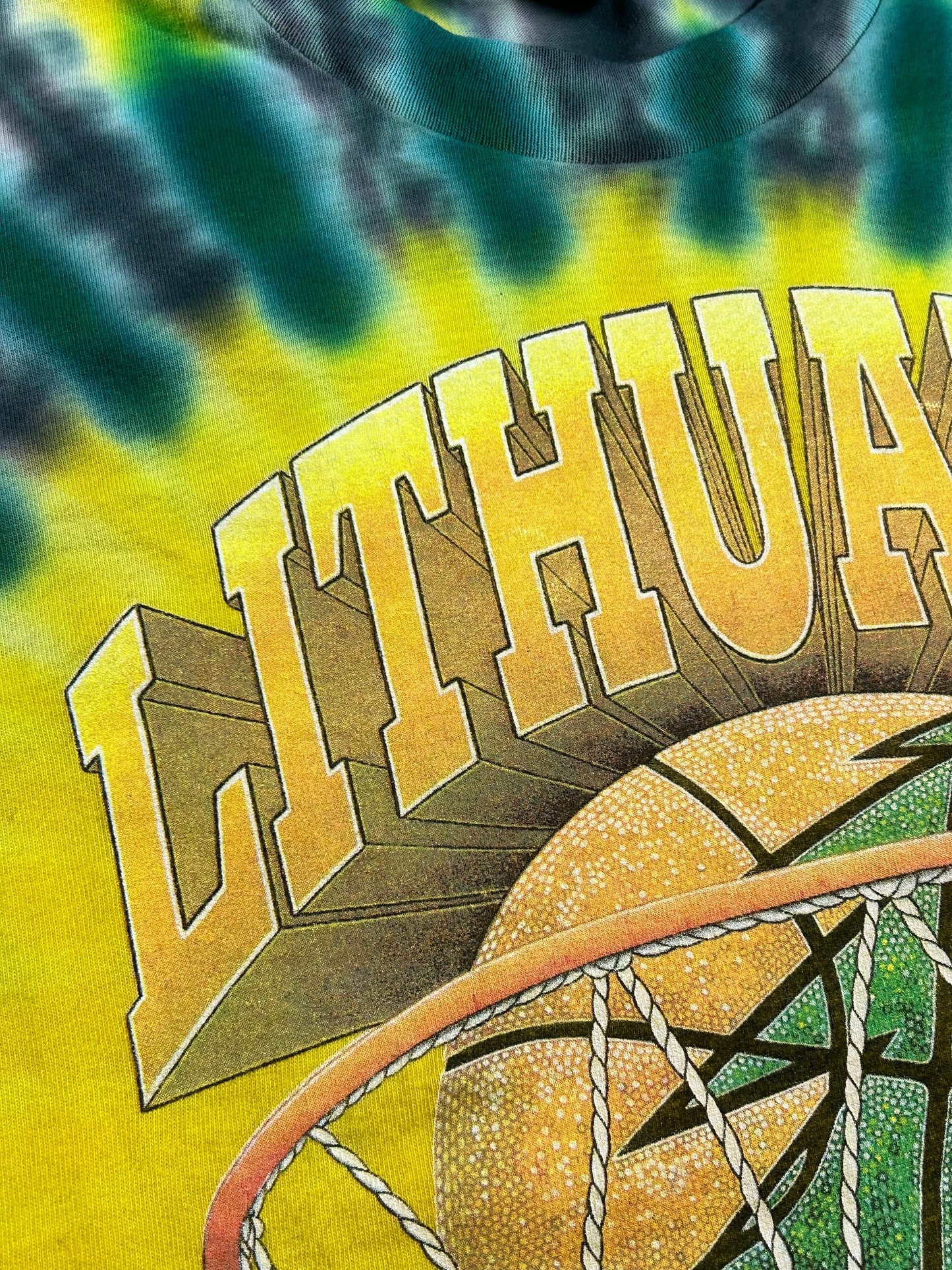 Vintage 1996 Grateful Dead Lithuania Basketball Team Tie Dye Tee USA Large 22.25x29.5 Inches