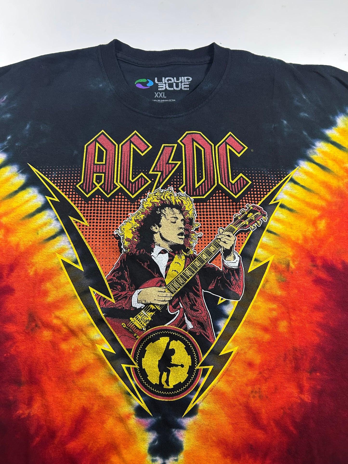 2013 Liquid Blue AC/DC Tie-Dye Band Music Tee 2XL 25.25x31.25 Inches Clean