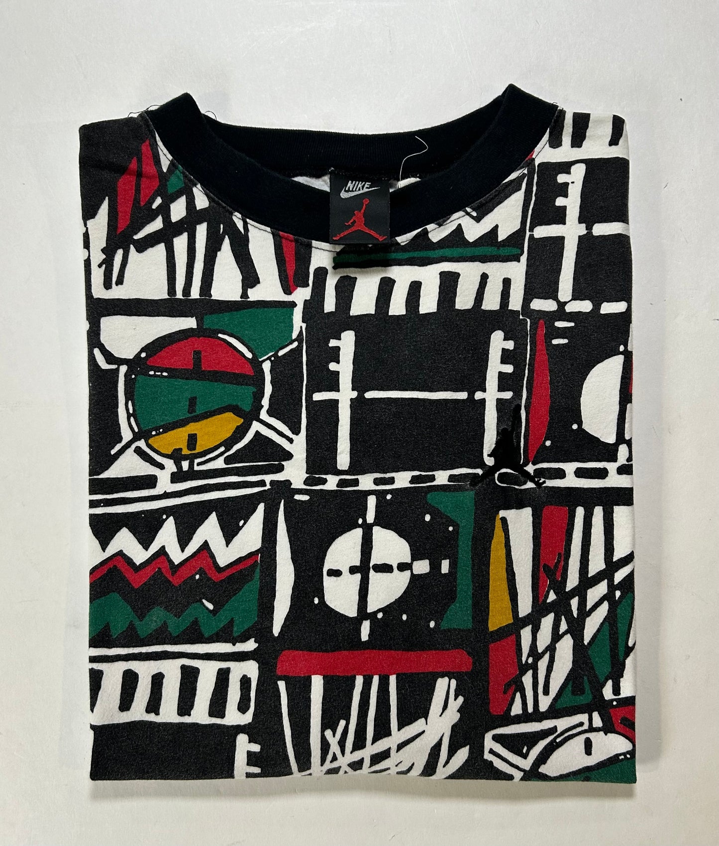 Vintage Nike Air Jordan AOP 1993 Tee Constructed Top Abstract Jordan 8 VIII XL 26.25x27.5/30 Inches