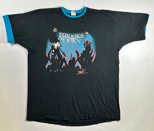 Vintage Brooks And Dunn Hard Workin’ Man Tour 1993 Country Music Tee XL 24x30.25 Inches As Is Great Wear & Fading.