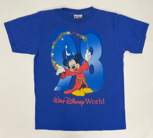 Vintage Walt Disney World Mickey Mouse 98 Wizard 1998 T Shirt Blue Medium 20.25x27.25 Inches As Is