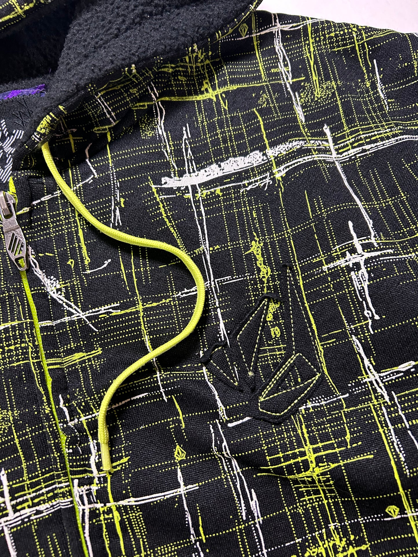 Vintage 00s Volcom Stone Fleeced Lined Zip Up Hooded Sweatshirt Large/Medium Fit 23x29.25 Inches