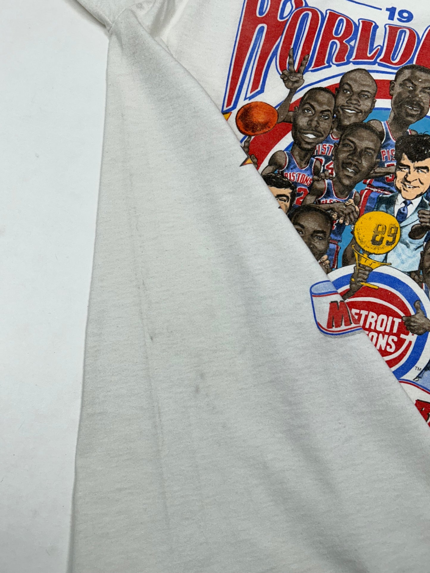 Vintage 1989 Detroit Pistons World Champs Caricature Tee Salem Sportswear M/L