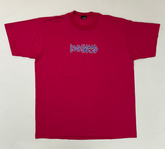 Edgewood NJ first edition “Deeper Than The Roots.” Tee XL 24x30.25 Inches Early 90s Screen Stars Best 50/50 Blend USA Made Raspberry