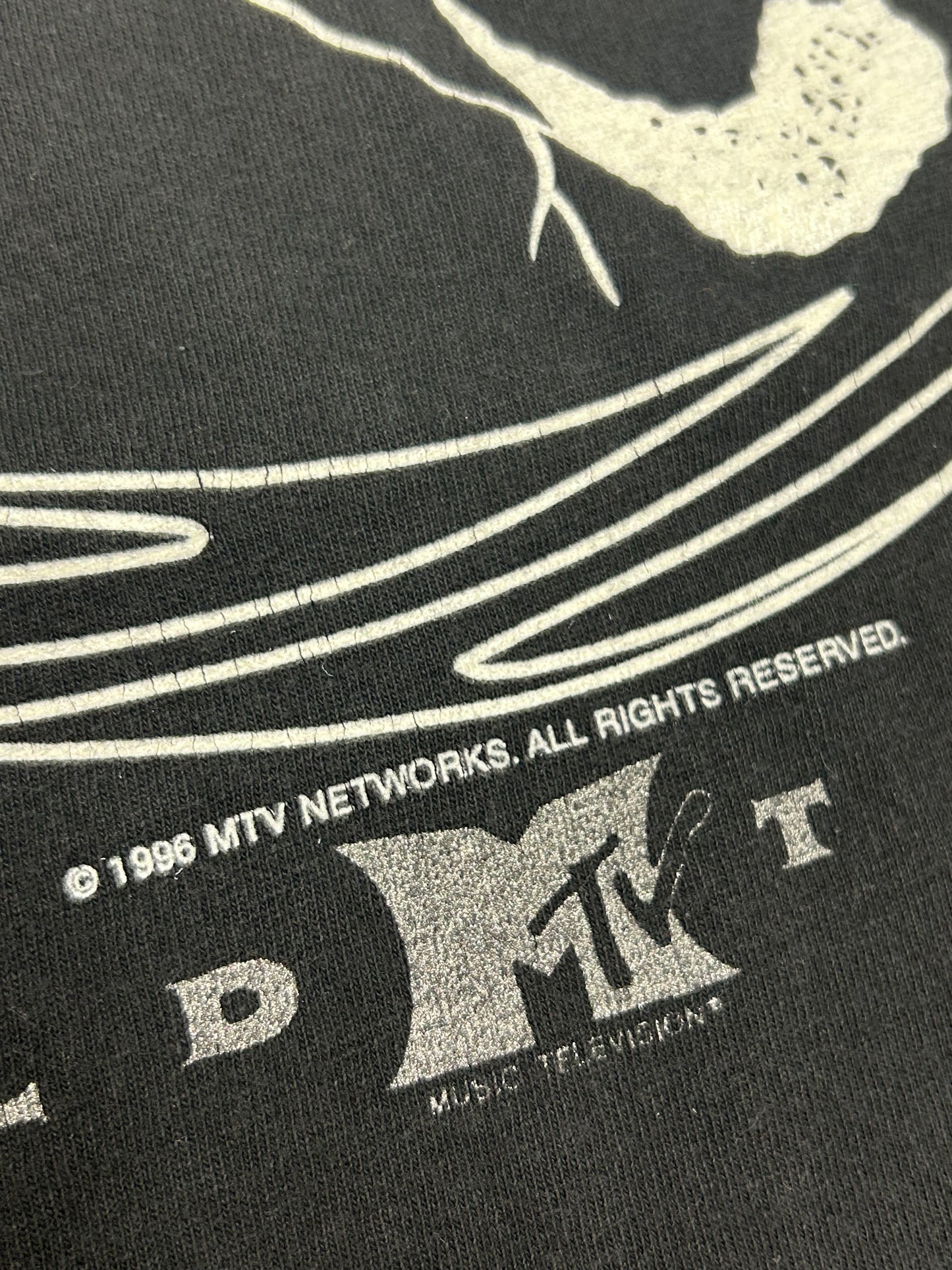 Vintage Dennis Rodman MTV World Tour 1996 Promo Tee XL 23.25x28 Inches Red Puffy Hair
