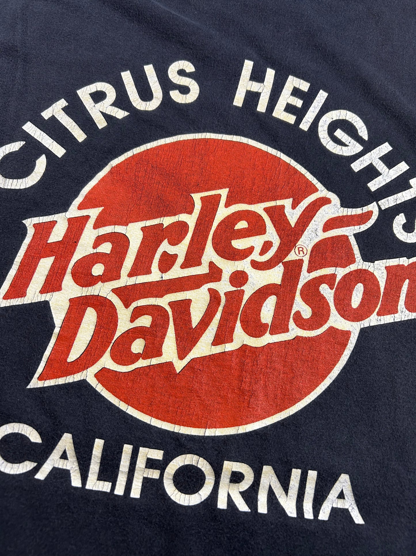 Vintage Harley Davidson Born In In The USA Eagle Citrus Heights California 1986 Tee Large 21.5x29.25 Inches