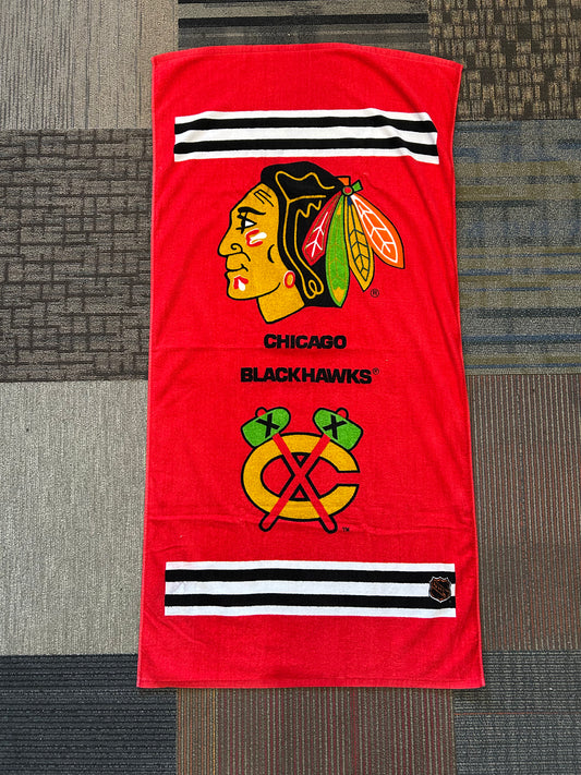 Vintage Chicago Blackhawks NHL 100% Cotton Beach Towel About 29.75x58.75 Inches