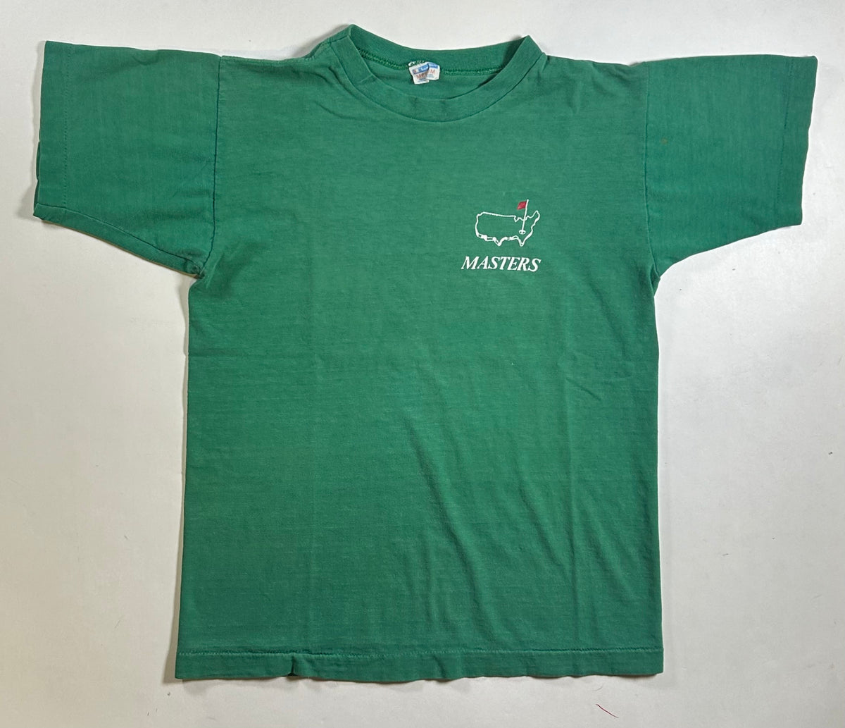 Vintage Masters Golf Champion Blue Bar Tee Distressed USA Single Stitch 16.5x22 Inches