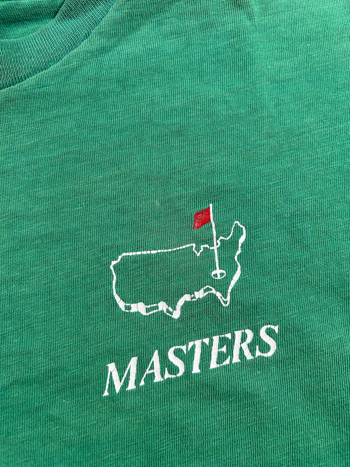 Vintage Masters Golf Champion Blue Bar Tee Distressed USA Single Stitch 16.5x22 Inches