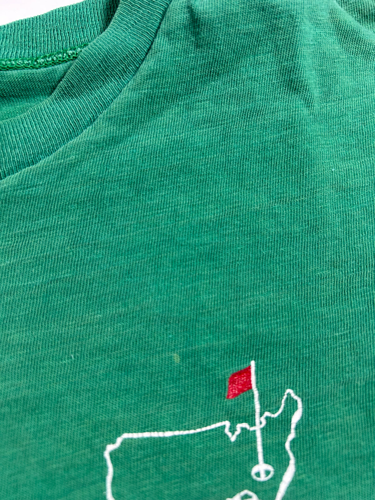 Vintage Masters Golf Champion Blue Bar Tee Distressed USA Single Stitch 16.5x22 Inches