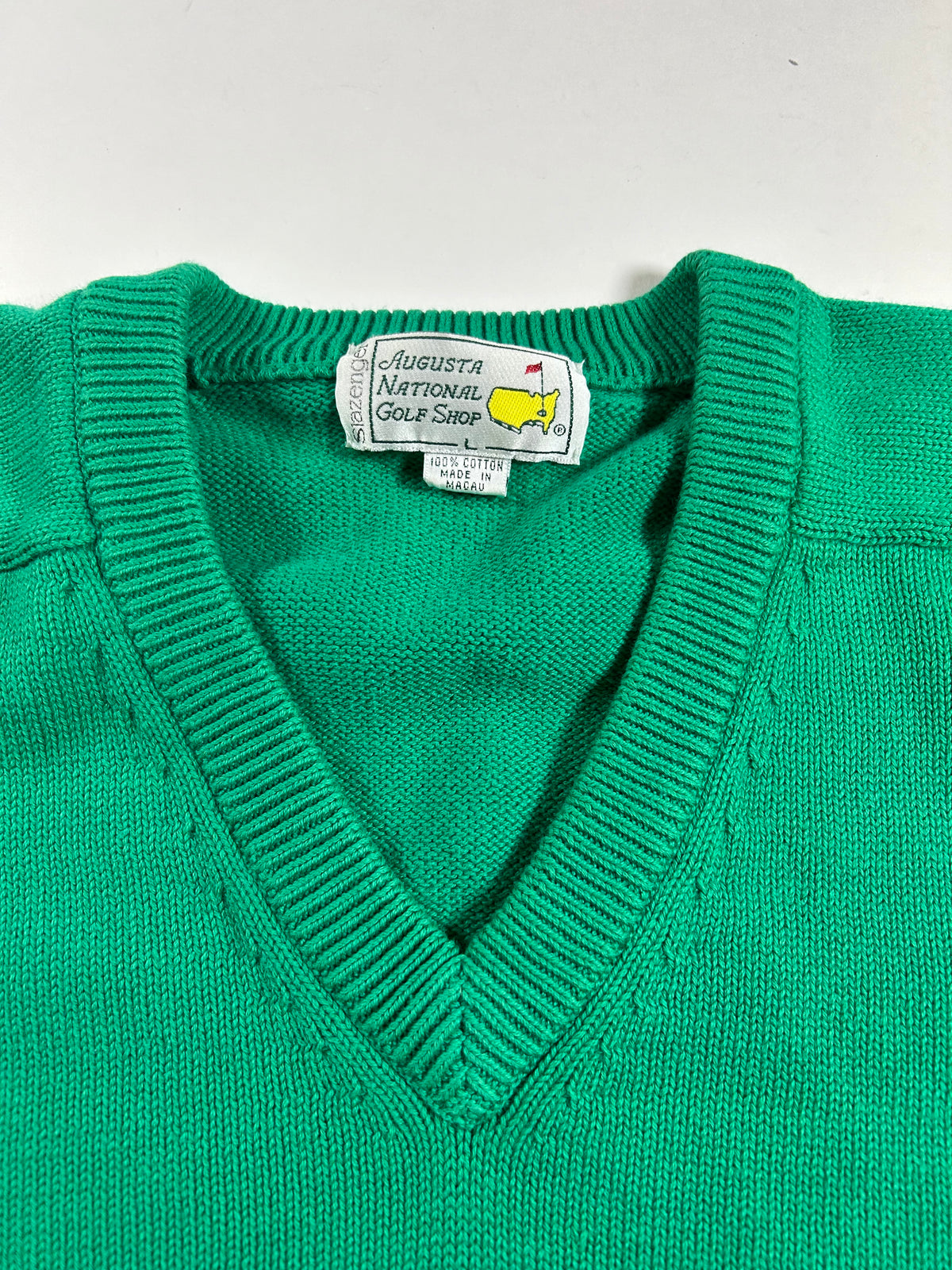 Vintage Masters Augusta National Golf Shop Sweater Slazenger Green 22.75x26.25 Inches