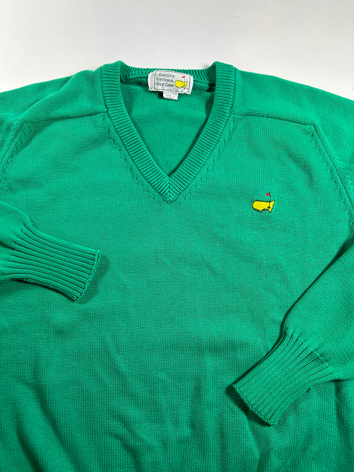 Vintage Masters Augusta National Golf Shop Sweater Slazenger Green 22.75x26.25 Inches