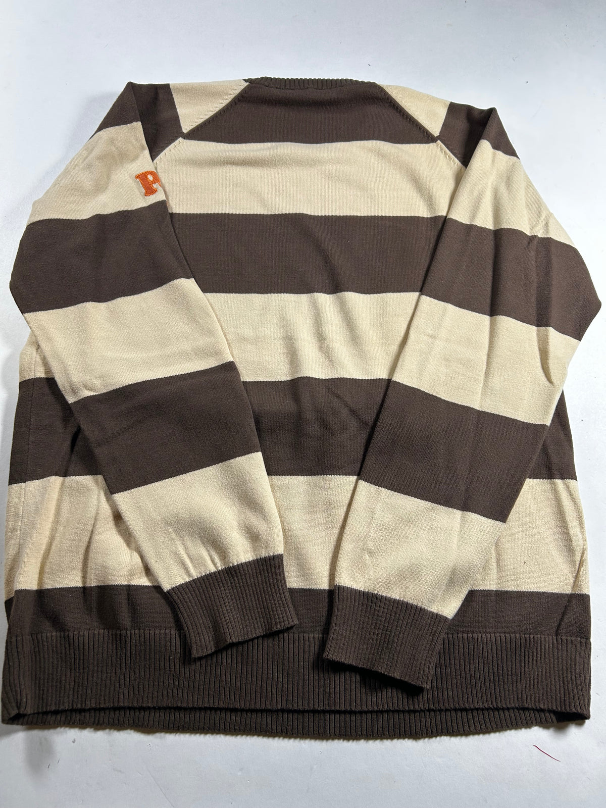 Vintage Paul Frank Striped Sweater 2005 Men’s Department Brown/Tan Large 22x28.5 Inches