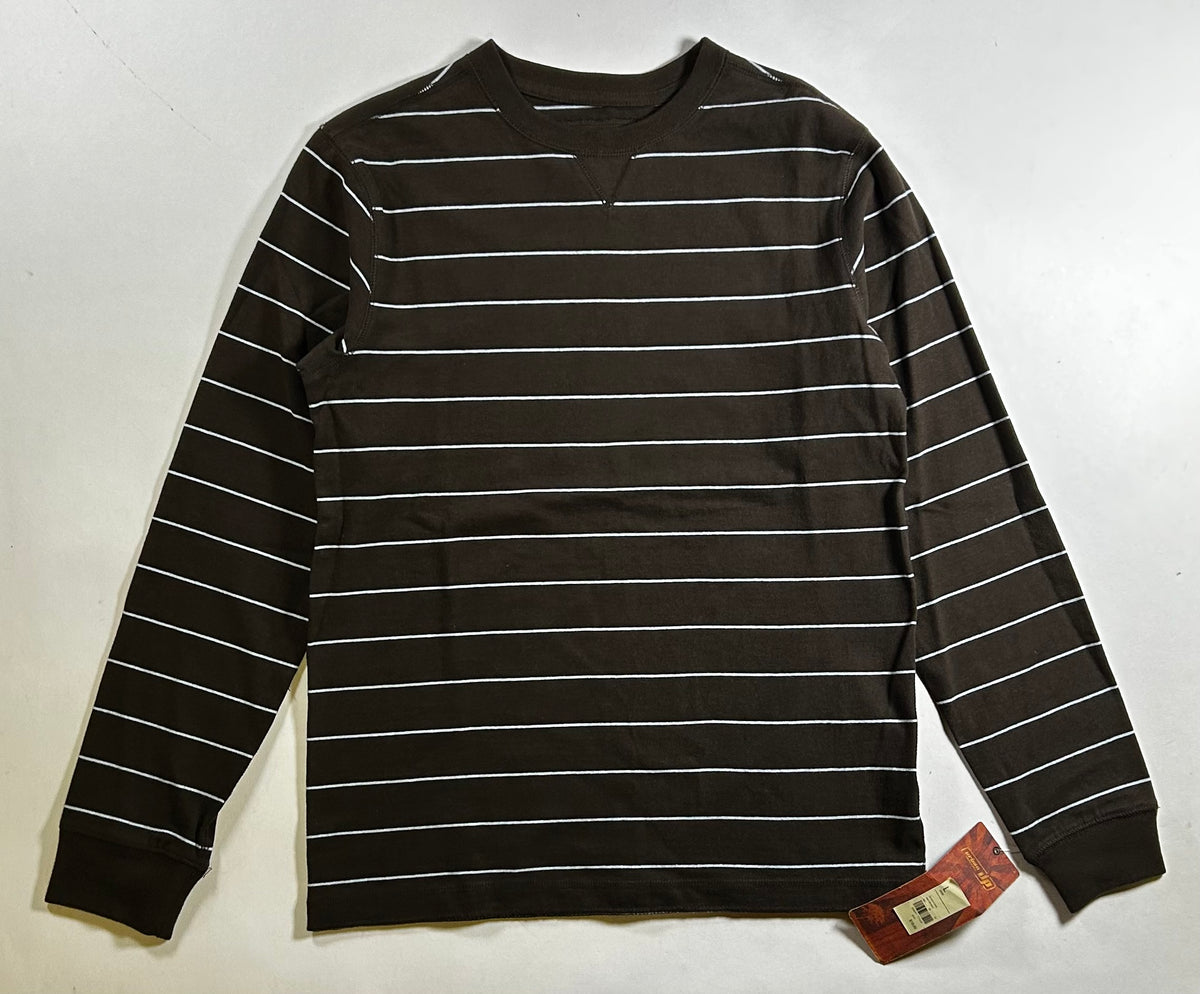 Vintage Urban Pipeline UP Long Sleeve Striped Shirt Youth Large/Adult Small/XS Fit 18.75x25.75 Inches Brown/Blue