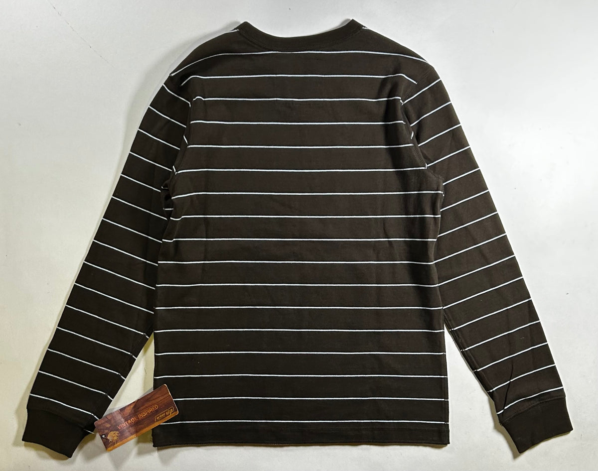 Vintage Urban Pipeline UP Long Sleeve Striped Shirt Youth Large/Adult Small/XS Fit 18.75x25.75 Inches Brown/Blue