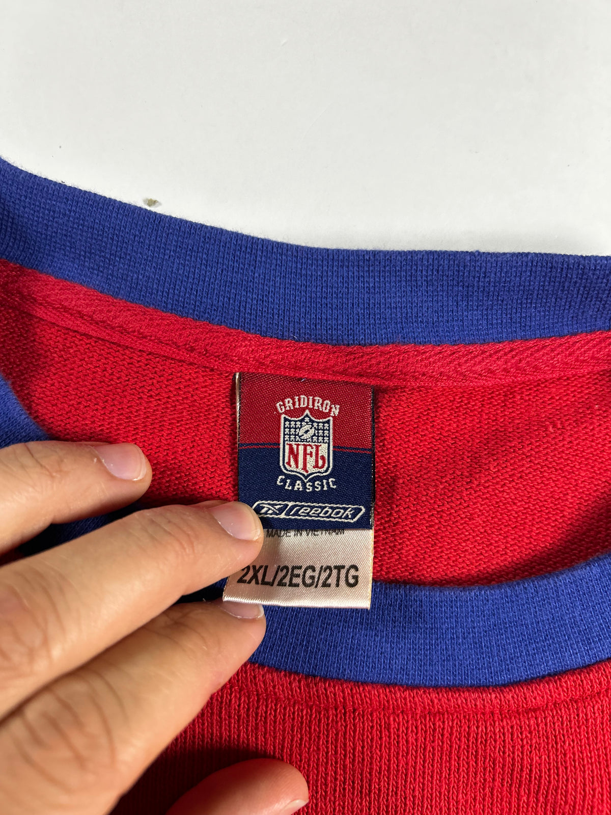 Vintage 2000s New York Giants NFL Gridiron Classic Reebok Thermal Long Sleeve Shirt 2XL 29.25x31 Inches As Is
