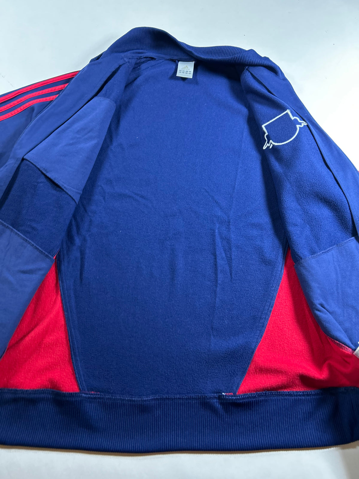 Vintage Red Bull NY Warm Up Jacket MLS Soccer Track Jacket Large 22.25x30 Inches As Is