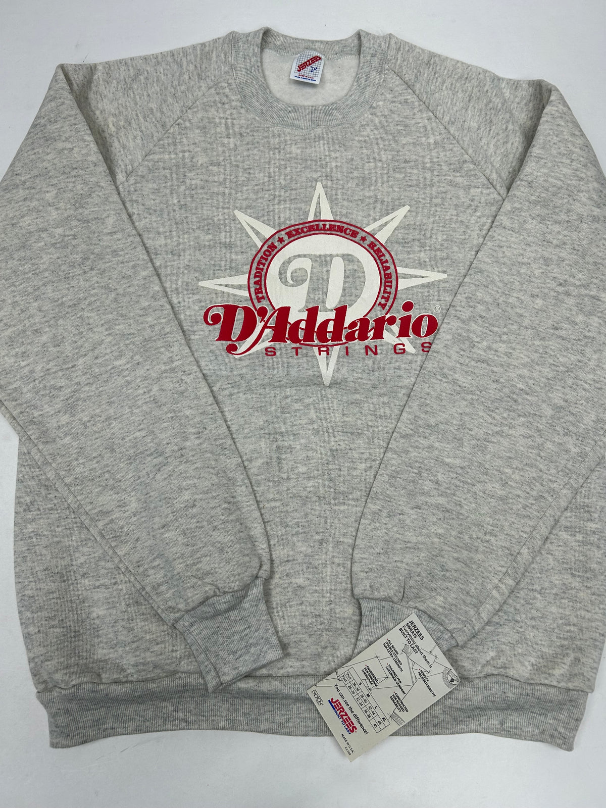 Vintage D’Addario Guitar Strings Crewneck Sweatshirt JERZEES Tag Brand New M/L 22.75x28 Inches